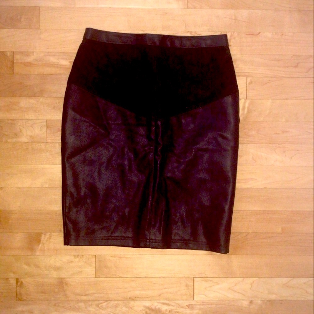 Plum Faux leather midi skirt